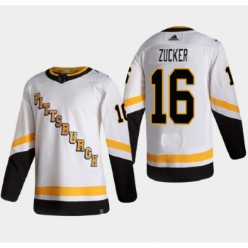 Men's Pittsburgh Penguins #16 Jason Zucker 2021 Reverse Retro White Stitched NHL Jersey Men's Pittsburgh Penguins #16 Jason Zucker 2021 Reverse Retro White Stitched NHL Jersey