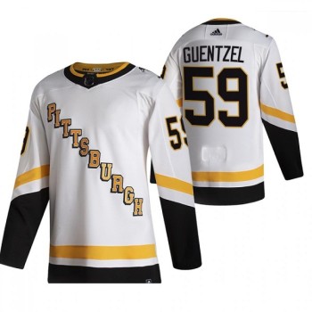 Men's Pittsburgh Penguins #59 Jake Guentzel 2021 Reverse Retro White Stitched NHL Jersey Men's Pittsburgh Penguins #59 Jake Guentzel 2021 Reverse Retro White Stitched NHL Jersey