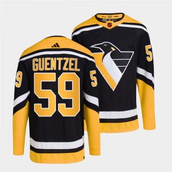 Men's Pittsburgh Penguins #59 Jake Guentzel Black 2022-23 Reverse Retro Stitched Jersey Men's Pittsburgh Penguins #59 Jake Guentzel Black 2022-23 Reverse Retro Stitched Jersey