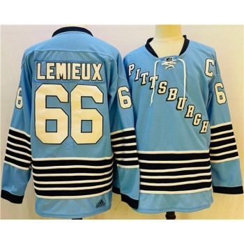 Men's Pittsburgh Penguins #66 Mario Lemieux Blue Team Classics Stitched NHL Jersey Men's Pittsburgh Penguins #66 Mario Lemieux Blue Team Classics Stitched NHL Jersey