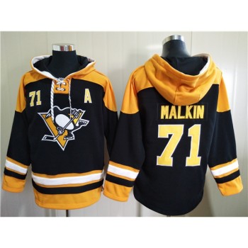 Men's Pittsburgh Penguins #71 Evgeni Malkin Black Ageless Must-Have Lace-Up Pullover Hoodie Men's Pittsburgh Penguins #71 Evgeni Malkin Black Ageless Must-Have Lace-Up Pullover Hoodie