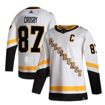 Men's Pittsburgh Penguins #87 Sidney Crosby 2021 Reverse Retro White Stitched NHL Jersey Men's Pittsburgh Penguins #87 Sidney Crosby 2021 Reverse Retro White Stitched NHL Jersey