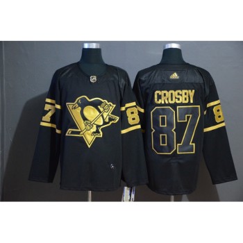 Men's Pittsburgh Penguins #87 Sidney Crosby Black Golden Stitched NHL Jersey Men's Pittsburgh Penguins #87 Sidney Crosby Black Golden Stitched NHL Jersey