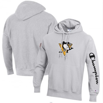 Men's Pittsburgh Penguins Champion Heathered Gray Reverse Weave Pullover Hoodie Men's Pittsburgh Penguins Champion Heathered Gray Reverse Weave Pullover Hoodie