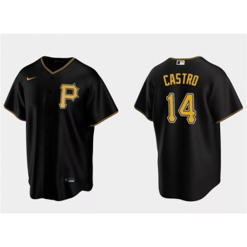 Men's Pittsburgh Pirates #14 Rodolfo Castro Black Cool Base Stitched Baseball Jersey