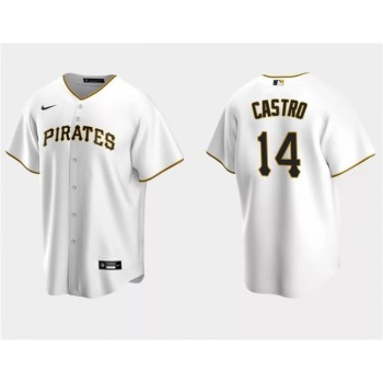 Men's Pittsburgh Pirates #14 Rodolfo Castro White Cool Base Stitched Baseball Jersey