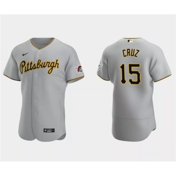 Men's Pittsburgh Pirates #15 Oneil Cruz Grey Flex Base Stitched Baseball Jersey Men's Pittsburgh Pirates #15 Oneil Cruz Grey Flex Base Stitched Baseball Jersey