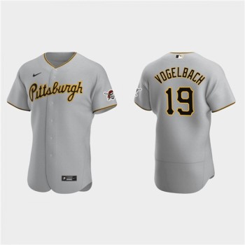 Men's Pittsburgh Pirates #19 Daniel Vogelbach Grey Flex Base Stitched MLB Jersey Men's Pittsburgh Pirates #19 Daniel Vogelbach Grey Flex Base Stitched MLB Jersey