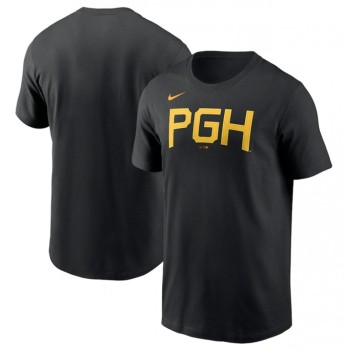 Men's Pittsburgh Pirates Black 2023 City Connect Wordmark T-Shirt Men's Pittsburgh Pirates Black 2023 City Connect Wordmark T-Shirt