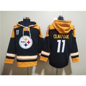Men's Pittsburgh Steelers #11 Chase Claypool Black Ageless Must-Have Lace-Up Pullover Hoodie Men's Pittsburgh Steelers #11 Chase Claypool Black Ageless Must-Have Lace-Up Pullover Hoodie