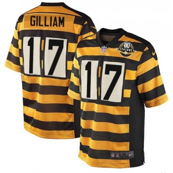 Men's Pittsburgh Steelers #17 Joe Gilliam Yellow/Black Alternate 80TH Anniversary Throwback Stitched Jersey Men's Pittsburgh Steelers #17 Joe Gilliam Yellow/Black Alternate 80TH Anniversary Throwback Stitched Jersey