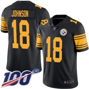 Men's Pittsburgh Steelers #18 Diontae Johnson 2019 100th Season Black Color Rush Limited Stitched NFL Jersey Men's Pittsburgh Steelers #18 Diontae Johnson 2019 100th Season Black Color Rush Limited Stitched NFL Jersey