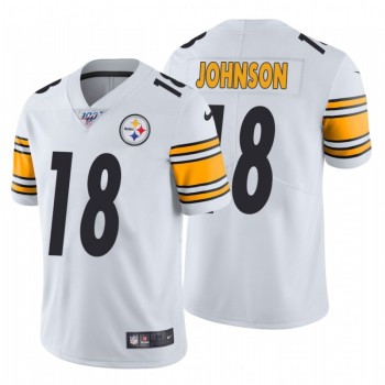 Men's Pittsburgh Steelers #18 Diontae Johnson 2019 100th Season White Vapor Untouchable Limited Stitched NFL Jersey Men's Pittsburgh Steelers #18 Diontae Johnson 2019 100th Season White Vapor Untouchable Limited Stitched NFL Jersey