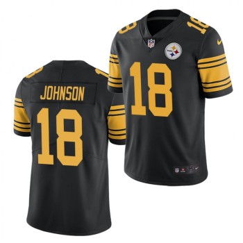 Men's Pittsburgh Steelers #18 Diontae Johnson Black Color Rush Limited Stitched Jersey Men's Pittsburgh Steelers #18 Diontae Johnson Black Color Rush Limited Stitched Jersey