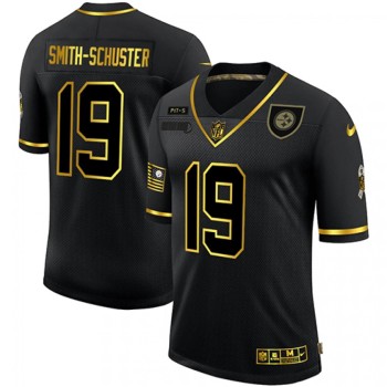 Men's Pittsburgh Steelers #19 JuJu Smith-Schuster 2020 Black/Gold Salute To Service Limited Stitched Jersey Men's Pittsburgh Steelers #19 JuJu Smith-Schuster 2020 Black/Gold Salute To Service Limited Stitched Jersey