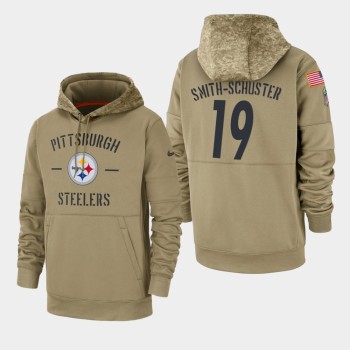 Men's Pittsburgh Steelers #19 JuJu Smith-Schuster Tan 2019 Salute to Service Sideline Therma Pullover Hoodie Men's Pittsburgh Steelers #19 JuJu Smith-Schuster Tan 2019 Salute to Service Sideline Therma Pullover Hoodie
