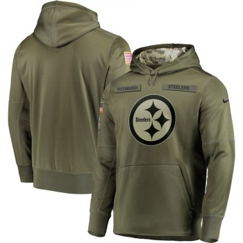 Men's Pittsburgh Steelers 2018 Olive Salute to Service Sideline Therma Performance Pullover Stitched NFL Hoodie Men's Pittsburgh Steelers 2018 Olive Salute to Service Sideline Therma Performance Pullover Stitched NFL Hoodie