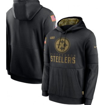Men's Pittsburgh Steelers 2020 Black Salute to Service Sideline Performance Pullover Hoodie Men's Pittsburgh Steelers 2020 Black Salute to Service Sideline Performance Pullover Hoodie
