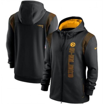 Men's Pittsburgh Steelers 2021 Black Sideline Team Performance Full-Zip Hoodie Men's Pittsburgh Steelers 2021 Black Sideline Team Performance Full-Zip Hoodie