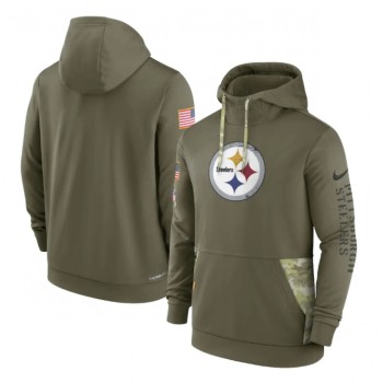 Men's Pittsburgh Steelers 2022 Olive Salute to Service Therma Performance Pullover Hoodie Men's Pittsburgh Steelers 2022 Olive Salute to Service Therma Performance Pullover Hoodie