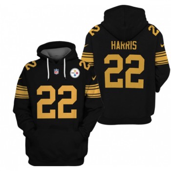 Men's Pittsburgh Steelers #22 Najee Harris 2021 Black Pullover Hoodie Men's Pittsburgh Steelers #22 Najee Harris 2021 Black Pullover Hoodie