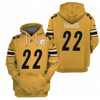 Men's Pittsburgh Steelers #22 Najee Harris 2021 Yellow Pullover Hoodie Men's Pittsburgh Steelers #22 Najee Harris 2021 Yellow Pullover Hoodie
