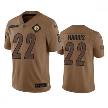 Men's Pittsburgh Steelers #22 Najee Harris 2023 Brown Salute To Service Limited Jersey Men's Pittsburgh Steelers #22 Najee Harris 2023 Brown Salute To Service Limited Jersey