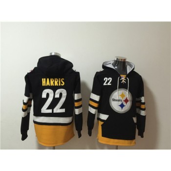 Men's Pittsburgh Steelers #22 Najee Harris Black Ageless Must-Have Lace-Up Pullover Hoodie Men's Pittsburgh Steelers #22 Najee Harris Black Ageless Must-Have Lace-Up Pullover Hoodie