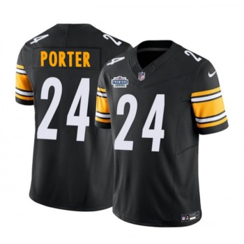 Men's Pittsburgh Steelers #24 Joey Porter Jr. Black 2023 F.U.S.E. With Prem1ere Patch Vapor Untouchable Limited Stitched Football Jersey Men's Pittsburgh Steelers #24 Joey Porter Jr. Black 2023 F.U.S.E. With Prem1ere Patch Vapor Untouchable Limited Stitched Football Jersey