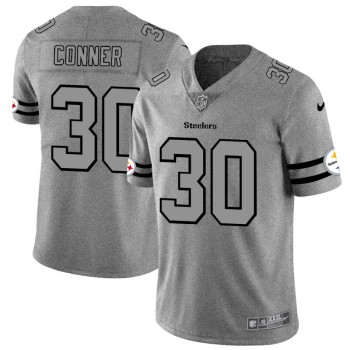 Men's Pittsburgh Steelers #30 James Conner 2019 Gray Gridiron Team Logo Limited Stitched NFL Jersey Men's Pittsburgh Steelers #30 James Conner 2019 Gray Gridiron Team Logo Limited Stitched NFL Jersey
