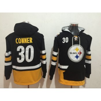 Men's Pittsburgh Steelers #30 James Conner Black All Stitched NFL Hoodie Sweatshirt Men's Pittsburgh Steelers #30 James Conner Black All Stitched NFL Hoodie Sweatshirt