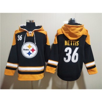 Men's Pittsburgh Steelers #36 Jerome Bettis Black Ageless Must-Have Lace-Up Pullover Hoodie Men's Pittsburgh Steelers #36 Jerome Bettis Black Ageless Must-Have Lace-Up Pullover Hoodie