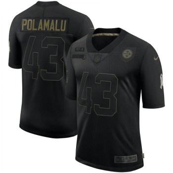 Men's Pittsburgh Steelers #43 Troy Polamalu Black 2020 Salute To Service Limited Stitched Jersey Men's Pittsburgh Steelers #43 Troy Polamalu Black 2020 Salute To Service Limited Stitched Jersey