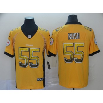 Men's Pittsburgh Steelers #55 Devin Bush Gold Drift Fashion Color Rush Limited Stitched NFL Jersey Men's Pittsburgh Steelers #55 Devin Bush Gold Drift Fashion Color Rush Limited Stitched NFL Jersey