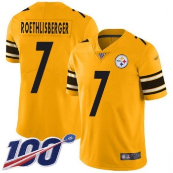 Men's Pittsburgh Steelers #7 Ben Roethlisberger 100th Season Yellow Limited Stitched Jersey Men's Pittsburgh Steelers #7 Ben Roethlisberger 100th Season Yellow Limited Stitched Jersey