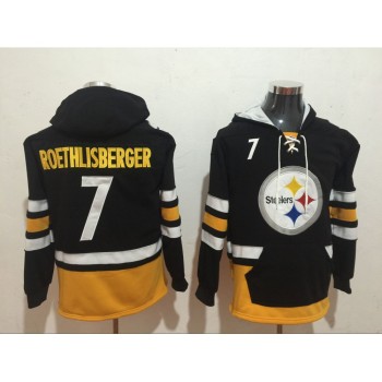 Men's Pittsburgh Steelers #7 Ben Roethlisberger Black All Stitched NFL Hoodie Sweatshirt Men's Pittsburgh Steelers #7 Ben Roethlisberger Black All Stitched NFL Hoodie Sweatshirt