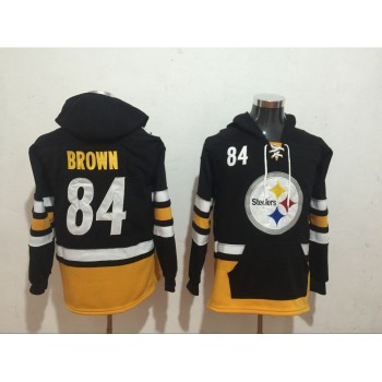 Men's Pittsburgh Steelers #84 Antonio Brown Black All Stitched NFL Hoodie Sweatshirt Men's Pittsburgh Steelers #84 Antonio Brown Black All Stitched NFL Hoodie Sweatshirt