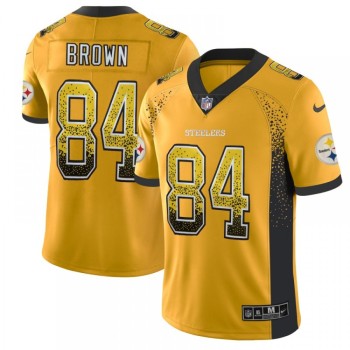 Men's Pittsburgh Steelers #84 Antonio Brown Gold 2018 Drift Fashion Color Rush Limited Stitched NFL Jersey Men's Pittsburgh Steelers #84 Antonio Brown Gold 2018 Drift Fashion Color Rush Limited Stitched NFL Jersey