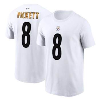 Men's Pittsburgh Steelers #8 Kenny Pickett 2022 White NFL Draft First Round Pick Player Name & Number T-Shirt Men's Pittsburgh Steelers #8 Kenny Pickett 2022 White NFL Draft First Round Pick Player Name & Number T-Shirt