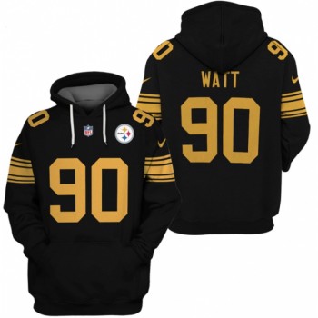 Men's Pittsburgh Steelers #90 T.J. Watt 2021 Black Pullover Hoodie Men's Pittsburgh Steelers #90 T.J. Watt 2021 Black Pullover Hoodie