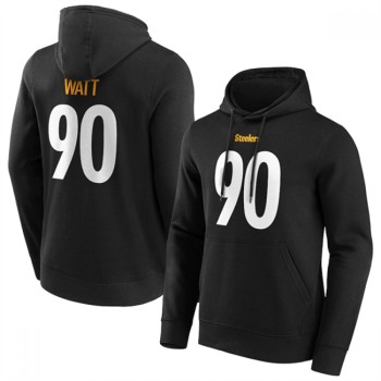 Men's Pittsburgh Steelers #90 T.J. Watt Black Hoodie Men's Pittsburgh Steelers #90 T.J. Watt Black Hoodie