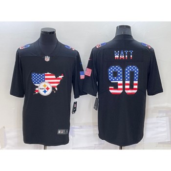 Men's Pittsburgh Steelers #90 T.J. Watt Black USA Flag Limited Stitched Jersey Men's Pittsburgh Steelers #90 T.J. Watt Black USA Flag Limited Stitched Jersey