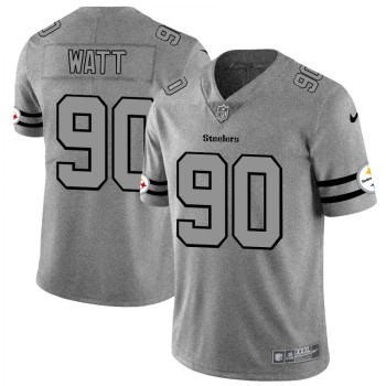 Men's Pittsburgh Steelers #90 T. J. Watt 2019 Gray Gridiron Team Logo Limited Stitched NFL Jersey Men's Pittsburgh Steelers #90 T. J. Watt 2019 Gray Gridiron Team Logo Limited Stitched NFL Jersey
