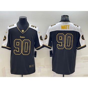 Men's Pittsburgh Steelers #90 T. J. Watt Black Gold Thanksgiving Vapor Untouchable Limited Stitched Jersey Men's Pittsburgh Steelers #90 T. J. Watt Black Gold Thanksgiving Vapor Untouchable Limited Stitched Jersey
