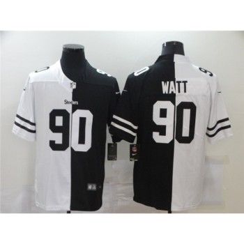 Men's Pittsburgh Steelers #90 T. J. Watt Black &White Split Limited Stitched Jersey Men's Pittsburgh Steelers #90 T. J. Watt Black &White Split Limited Stitched Jersey