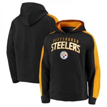 Men's Pittsburgh Steelers Black Game Time Arch Pullover Hoodie Men's Pittsburgh Steelers Black Game Time Arch Pullover Hoodie