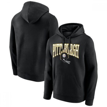 Men's Pittsburgh Steelers Black Gridiron Classics Campus Standard Pullover Hoodie Men's Pittsburgh Steelers Black Gridiron Classics Campus Standard Pullover Hoodie