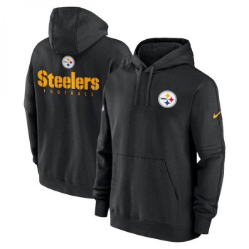Men's Pittsburgh Steelers Black Sideline Club Fleece Pullover Hoodie Men's Pittsburgh Steelers Black Sideline Club Fleece Pullover Hoodie