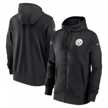 Men's Pittsburgh Steelers Black Sideline Club Performance Full-Zip Hoodie Men's Pittsburgh Steelers Black Sideline Club Performance Full-Zip Hoodie