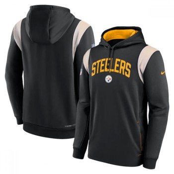 Men's Pittsburgh Steelers Black Sideline Stack Performance Pullover Hoodie 001 Men's Pittsburgh Steelers Black Sideline Stack Performance Pullover Hoodie 001
